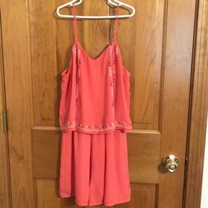 Super cute bright coral romper size S
